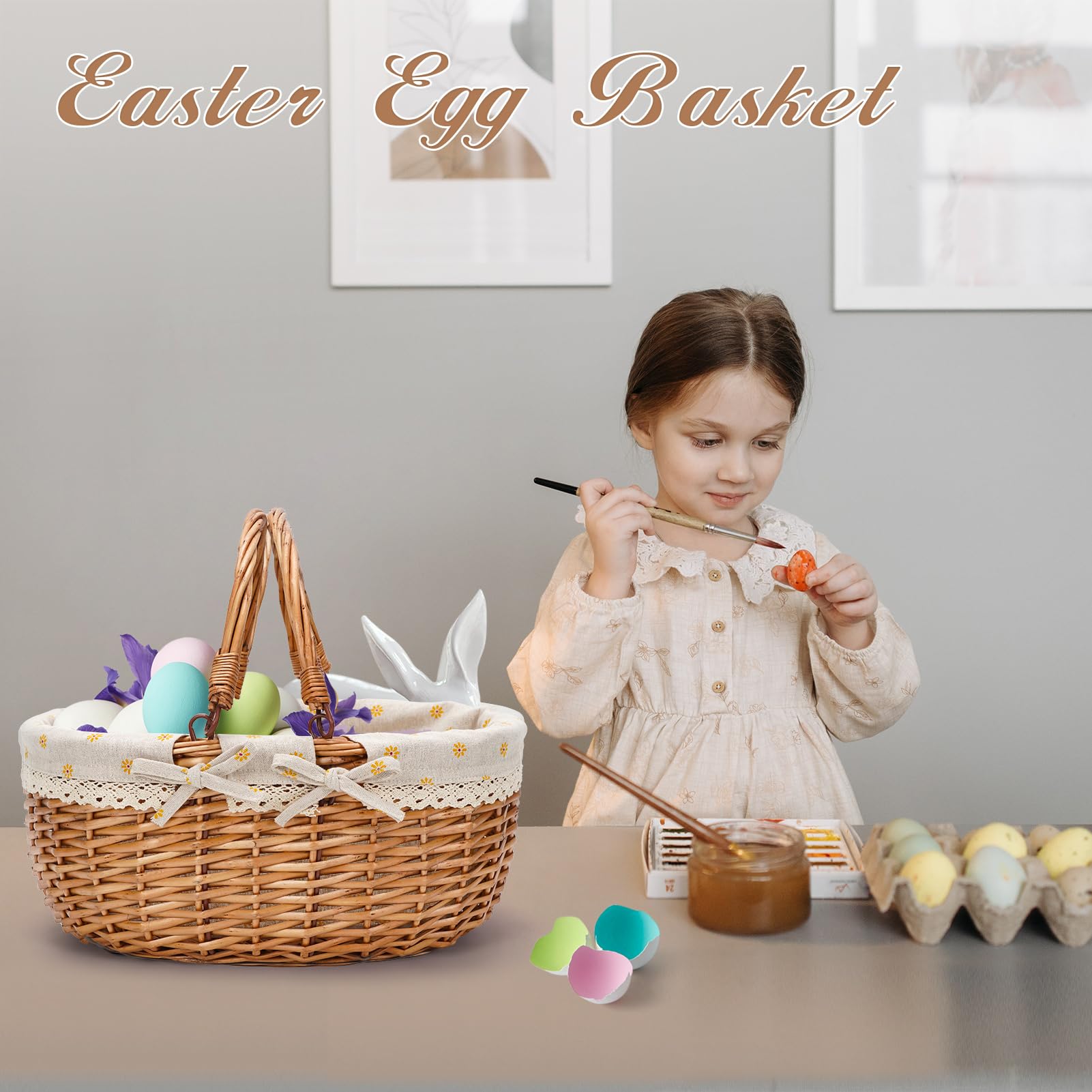 G GOOD GAIN wicker basket perfect for wine, snacks, and special occasions.