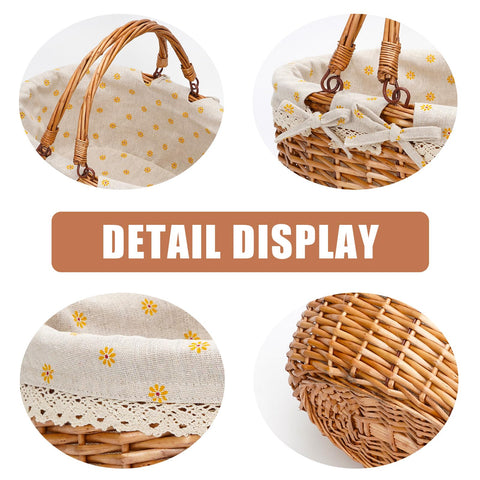 G GOOD GAIN willow basket with yellow liner for a cheerful outdoor setup.