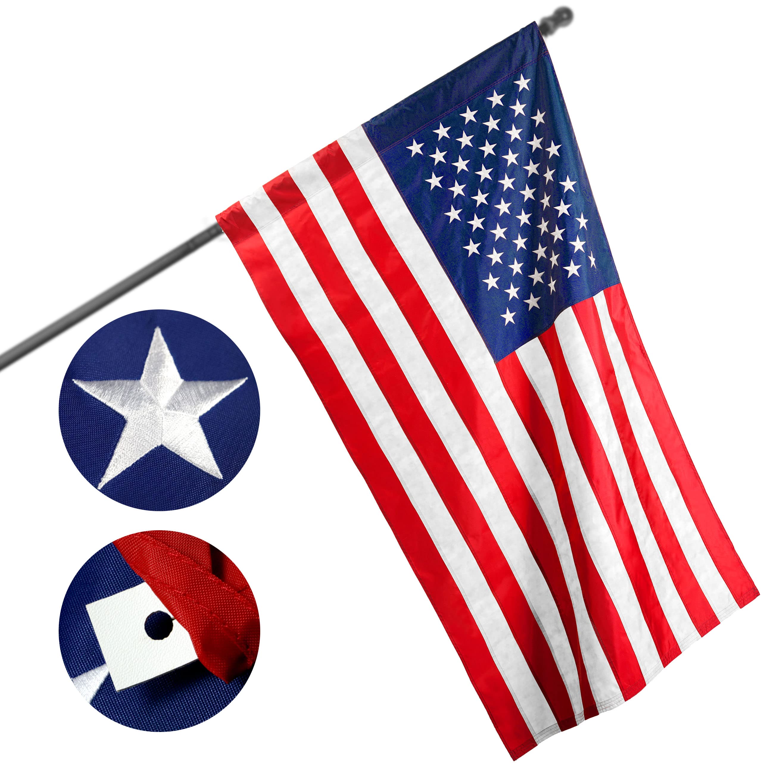 G128 flag with pole sleeve for quick, ready-to-display setup.