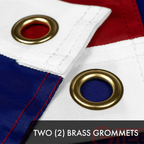 G128 flag showing sewn stripes for long-lasting performance in wind.