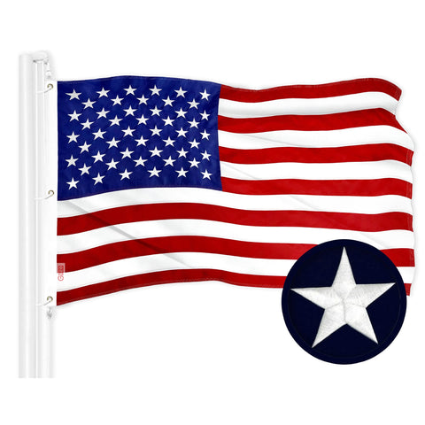 G128 American Flag 5x8ft with embroidered stars for durable outdoor display.