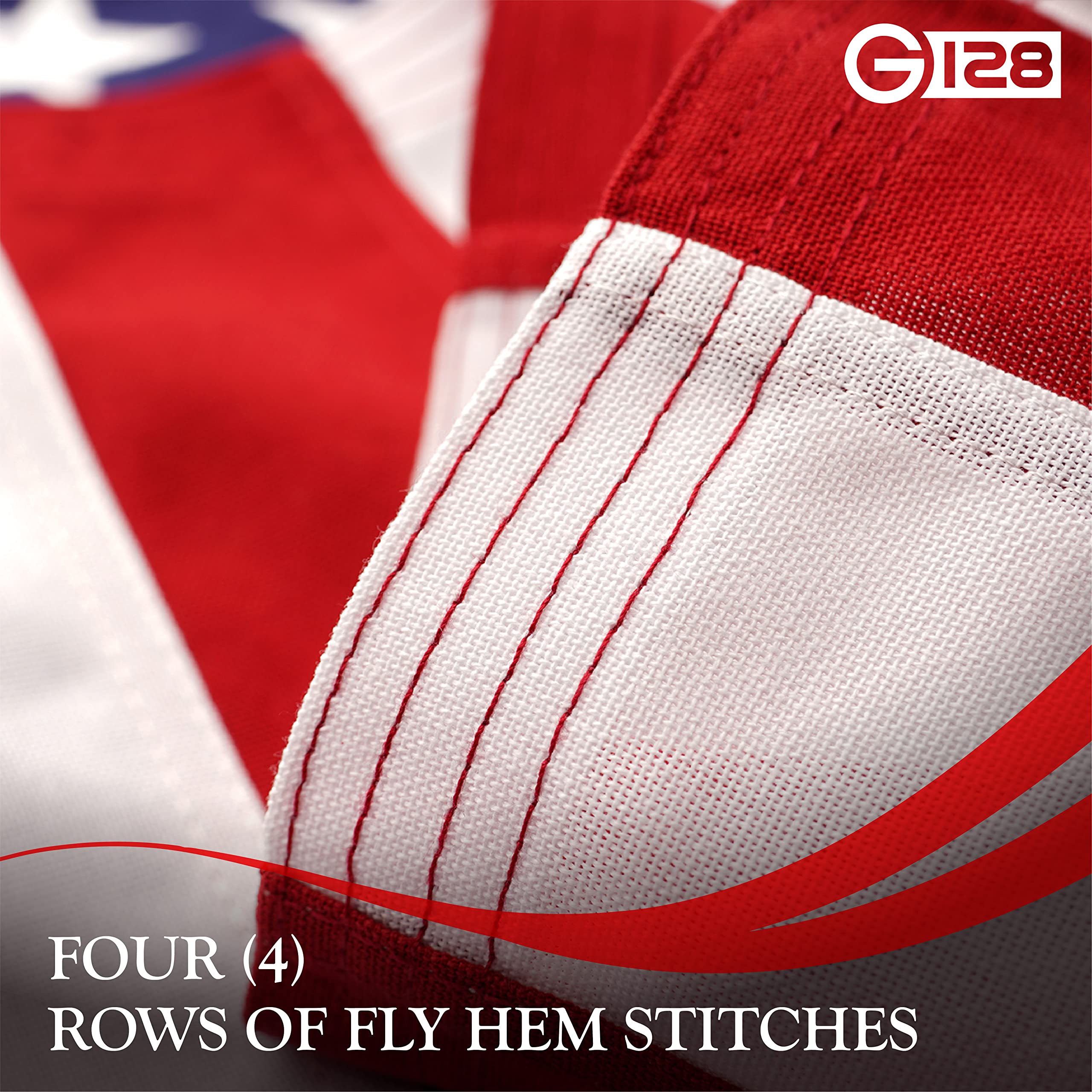 G128 flag featuring thick canvas heading and brass grommets for secure mounting
