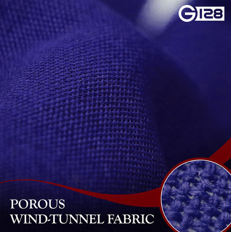 G128 fly end reinforced with lock stitching to resist fraying.