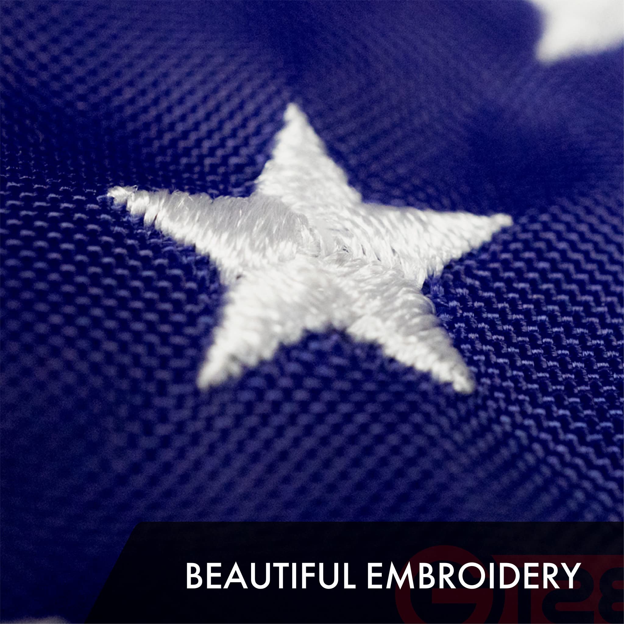G128 flag highlights sewn stripes for crisp, premium appearance