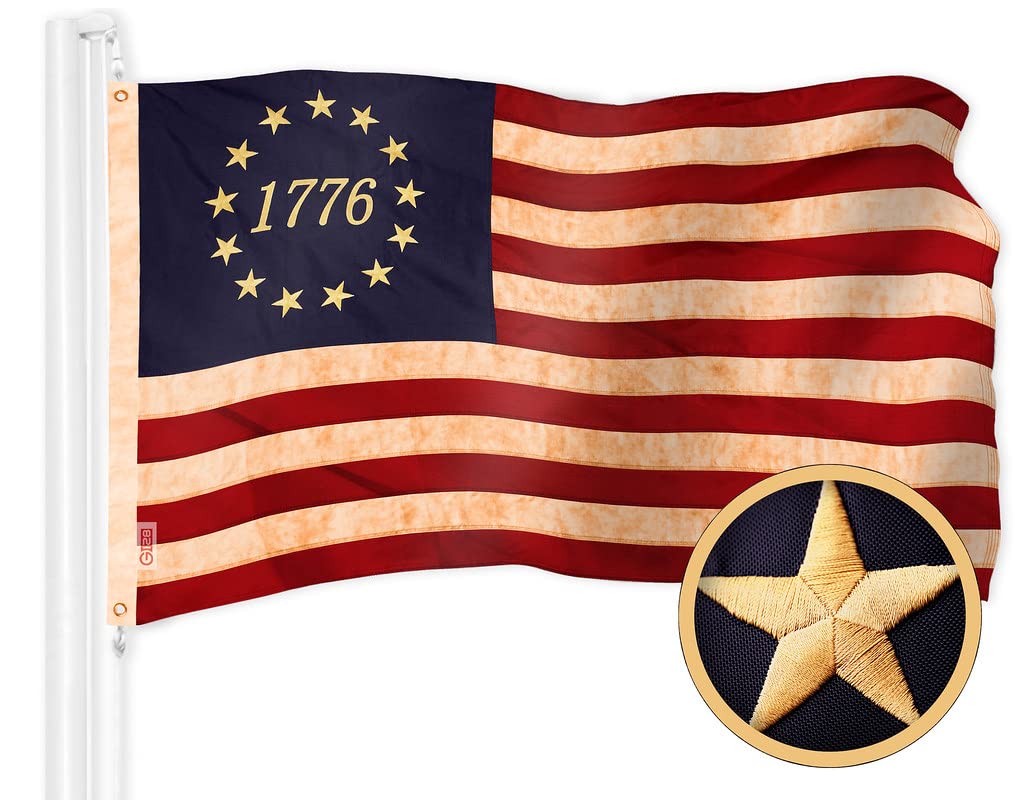 G128 Betsy Ross flag tea-stained outdoors for patriotic display