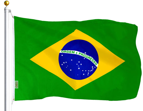 G128 Brazil flag 3x5ft in LiteWeave Series shows vibrant colors for outdoor display.