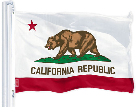 G128 California flag with LiteWeave Pro Series shows vibrant 3x5ft colors outdoors.