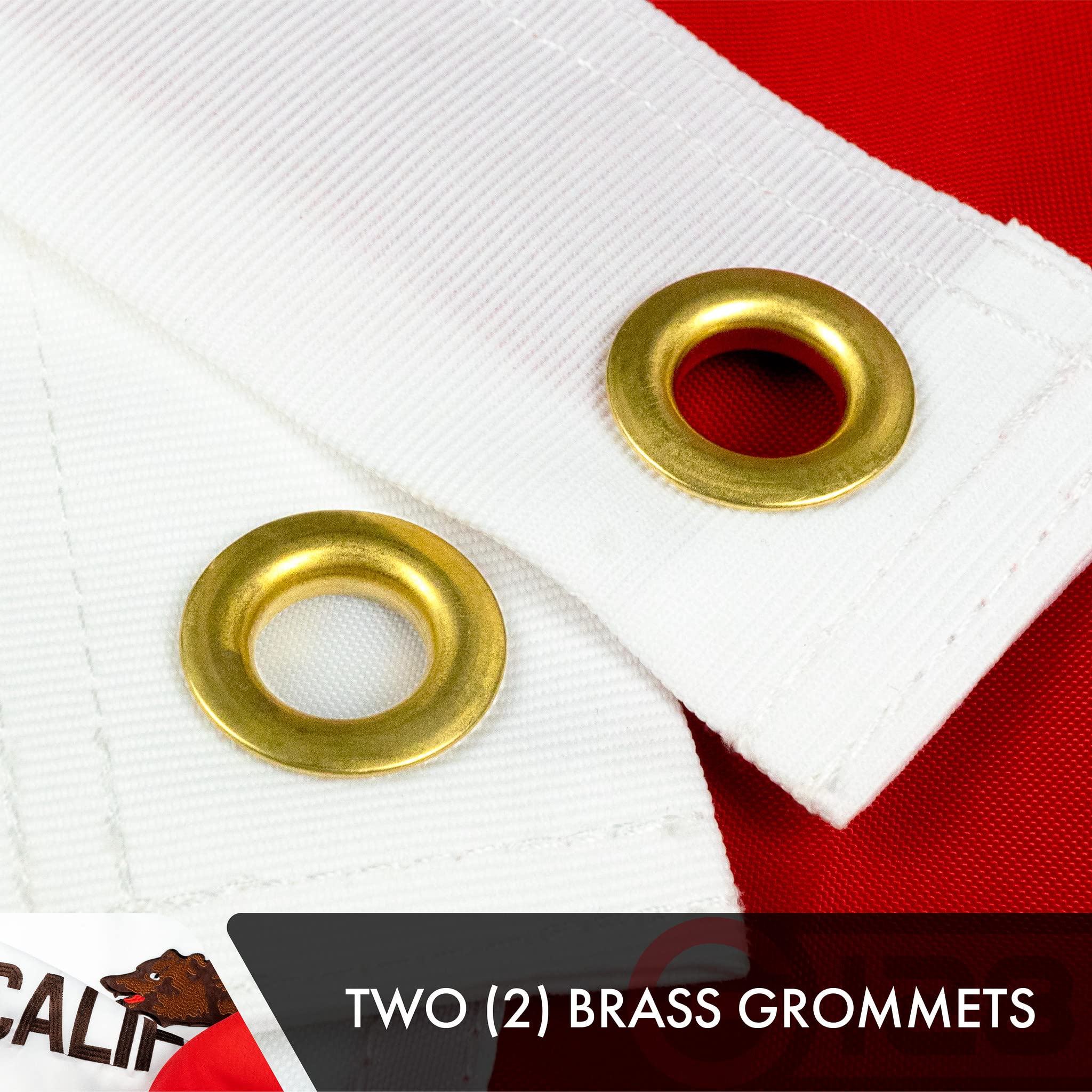 G128 California flag showing brass grommets for secure mounting.