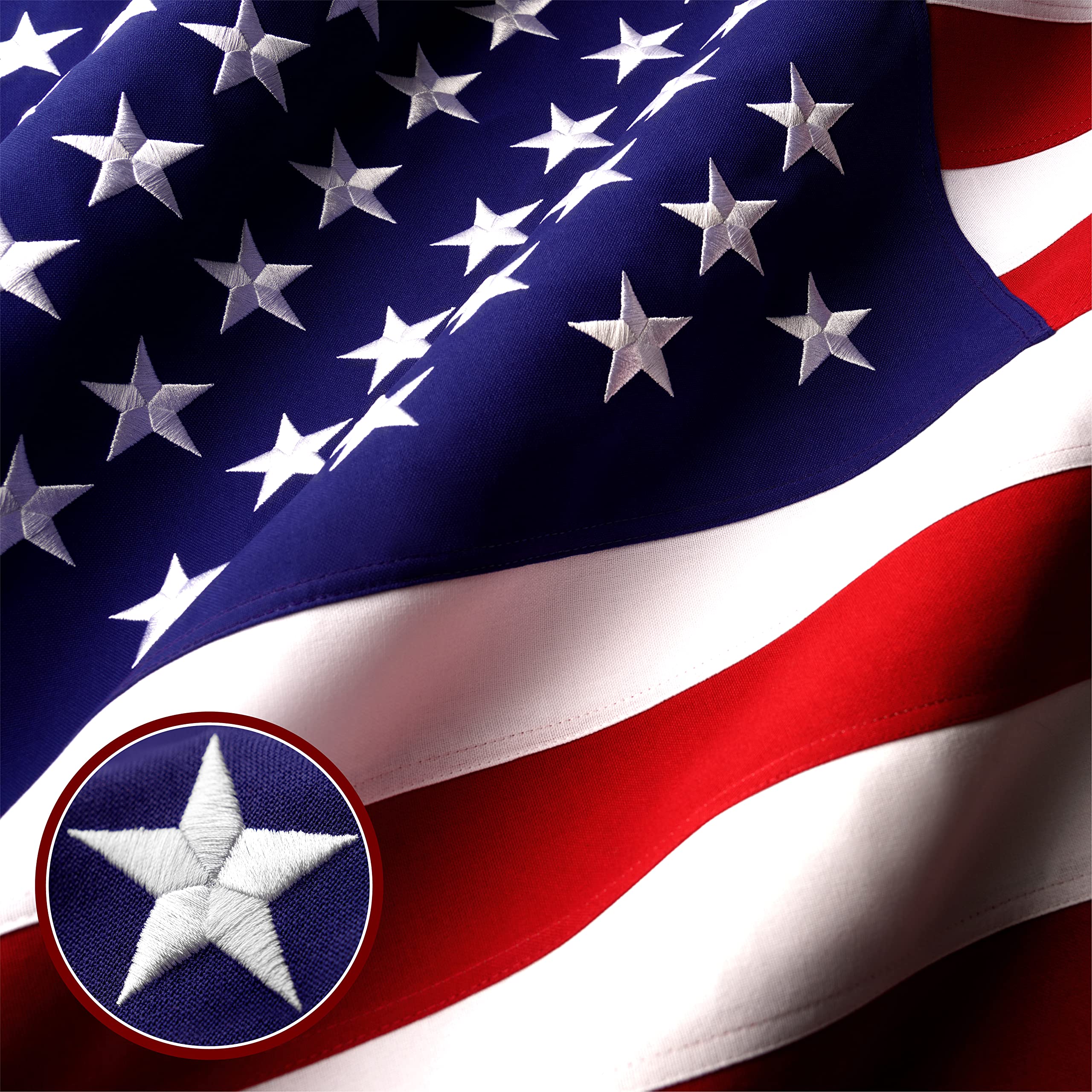 G128 deluxe tearproof flag 8x12 with embroidered stars for outdoor durability.