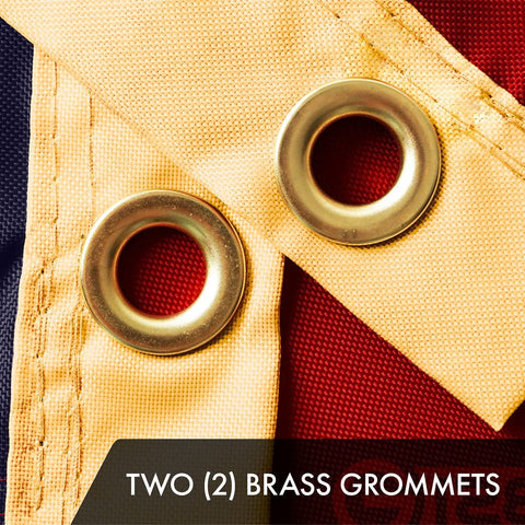 G128 Betsy Ross flag embroidery close-up shows detailed star stitching.