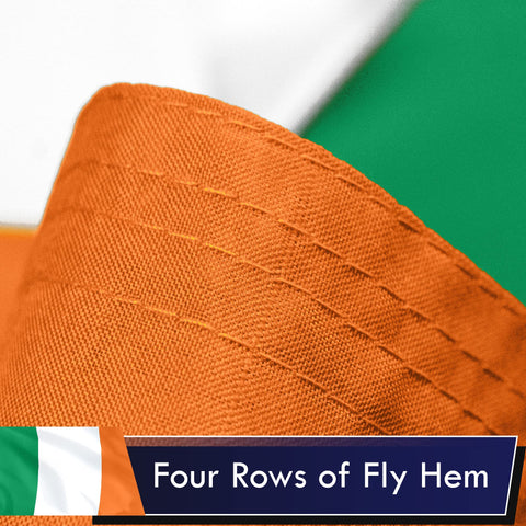 G128 flag with double-needle stitching to reduce fraying