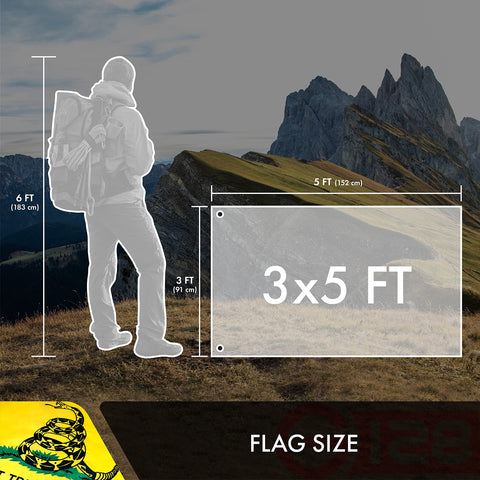 G128 Gadsden flag size reference 3x5 ft for standard flagpoles
