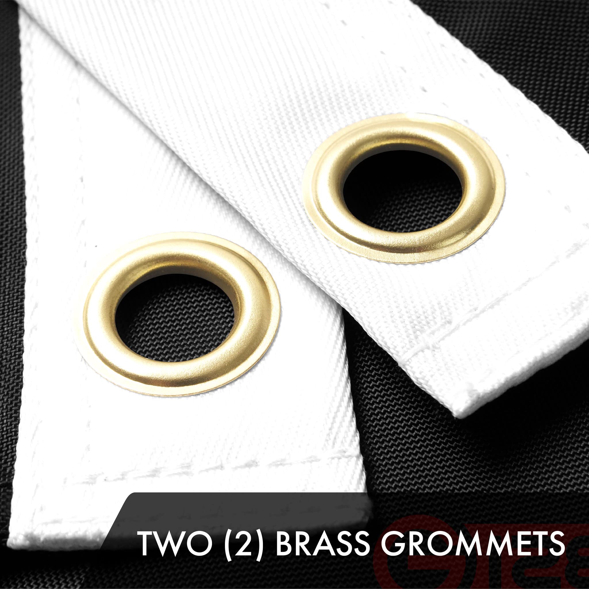 G128 heavy-duty polyester flag header with brass grommets for secure mounting