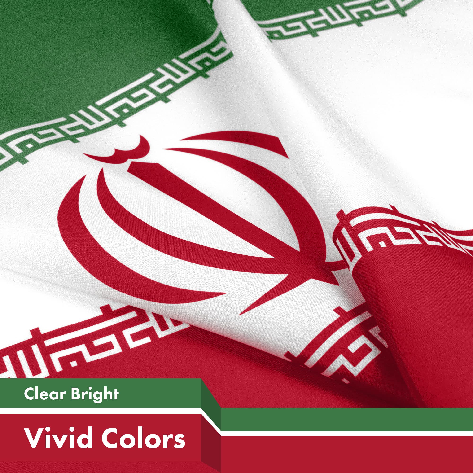 G128 Iran flag with dye-sublimated vivid colors for clear visuals