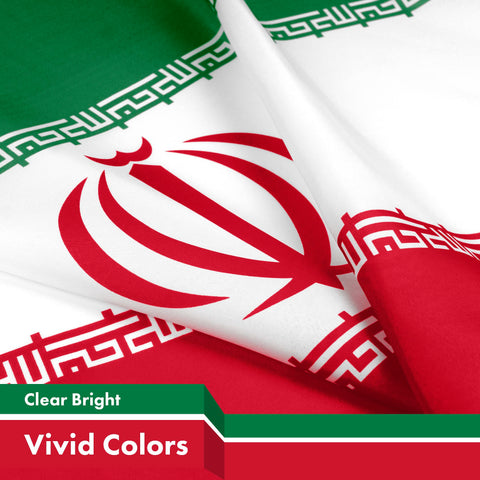 G128 Iran flag with dye-sublimated vivid colors for clear visuals
