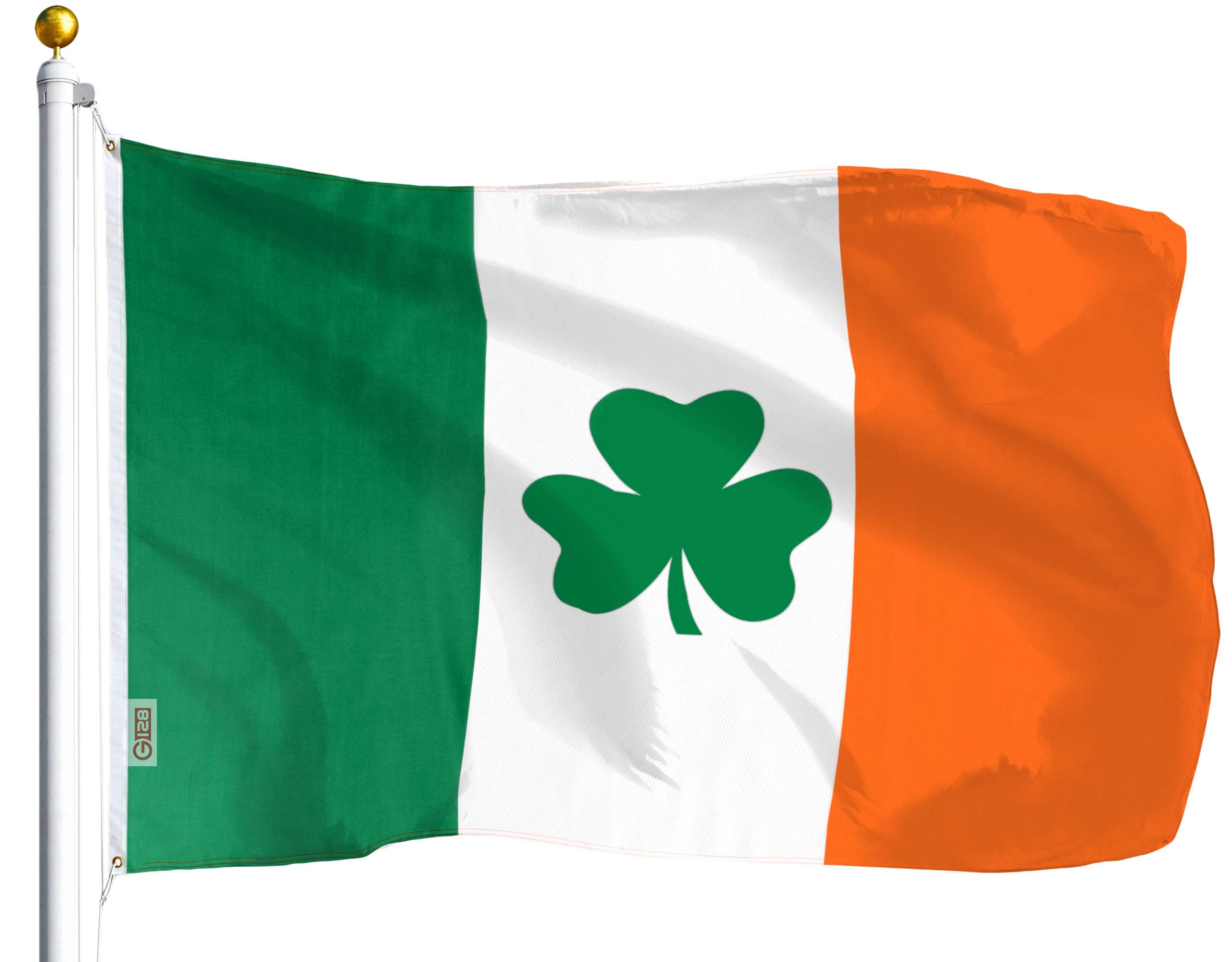 G128 Ireland Shamrock Flag full view for outdoor display with vibrant color.