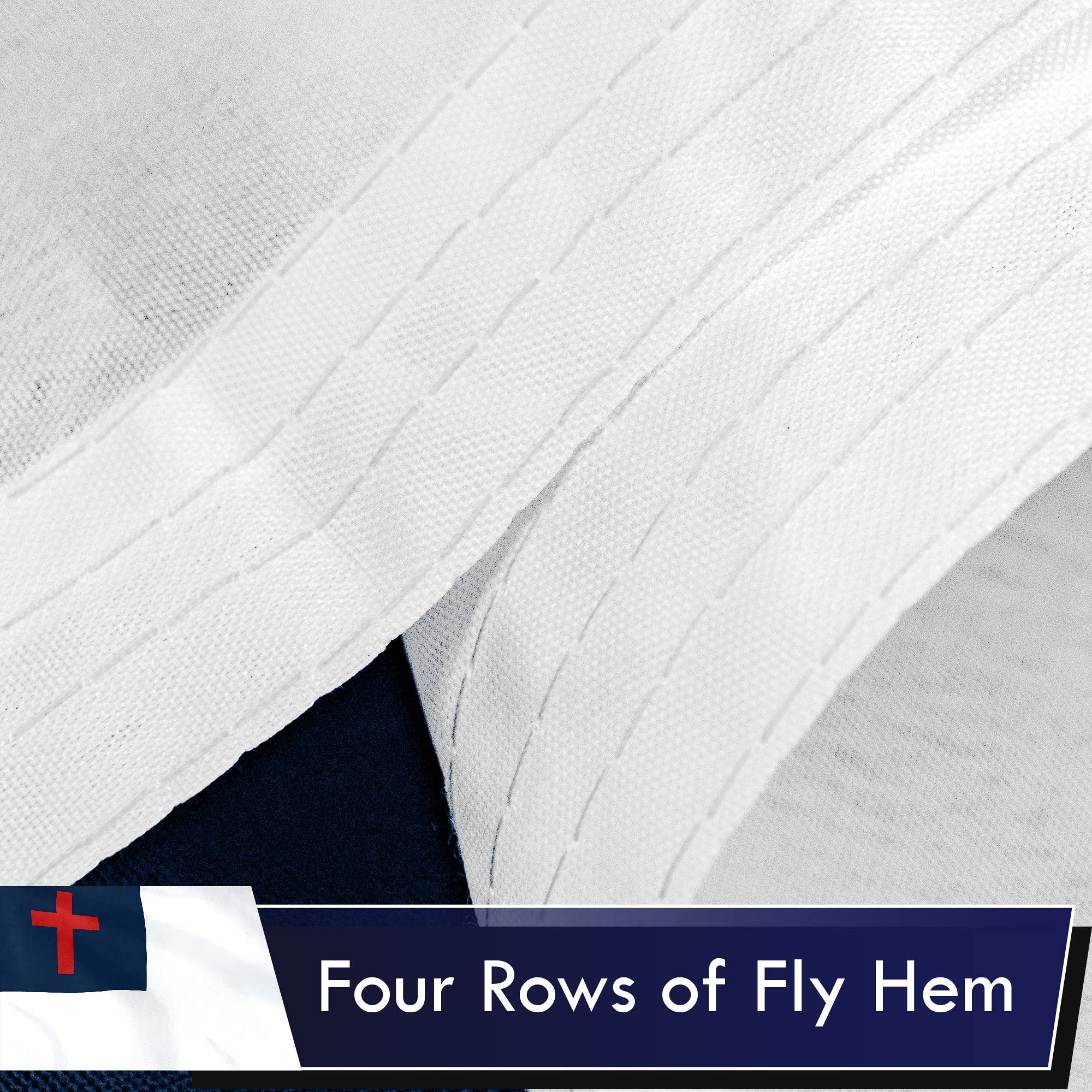 G128 flag ends secured with four rows of lock stitching to reduce wear