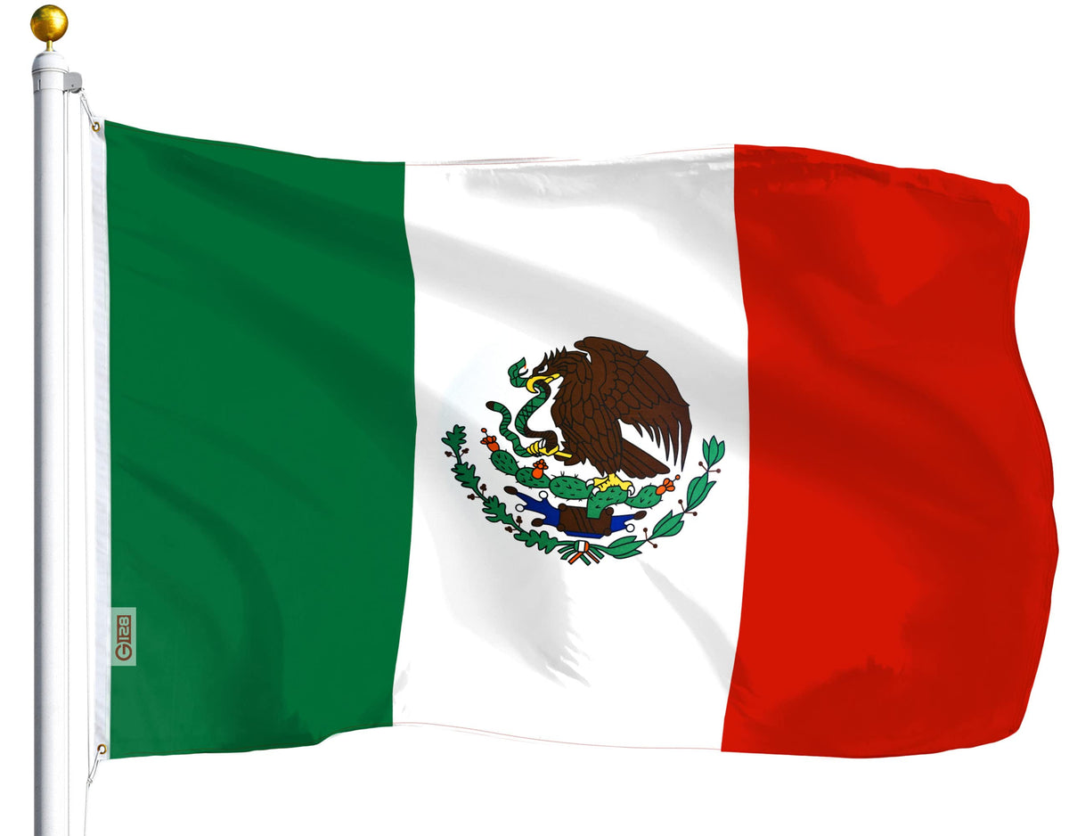 G128 Mexico flag 3x5ft in LiteWeave series, outdoor or indoor display with vibrant colors