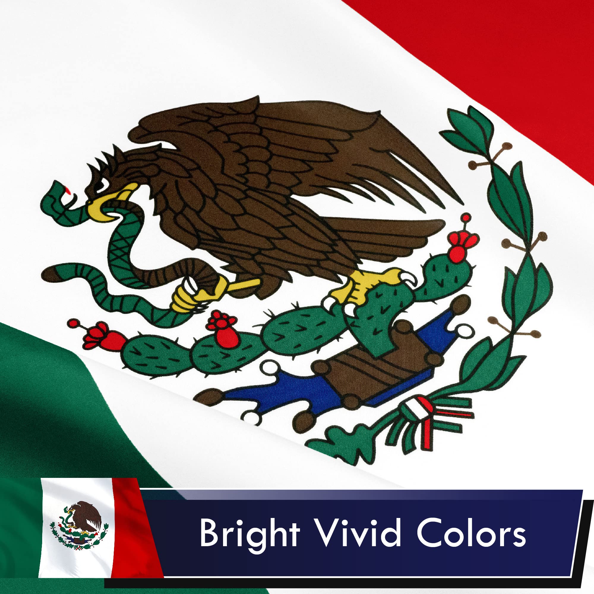 Dye-sublimated colors on the G128 Mexico flag showing vivid graphics