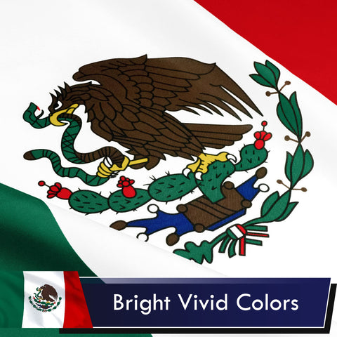 Dye-sublimated colors on the G128 Mexico flag showing vivid graphics