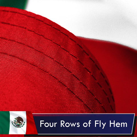 Heavy polyester heading with brass grommets on the G128 Mexico flag