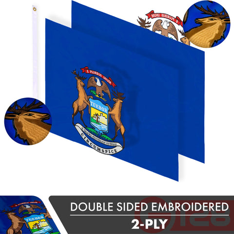 G128 flag shows double-stitched edges to resist fraying during outdoor display