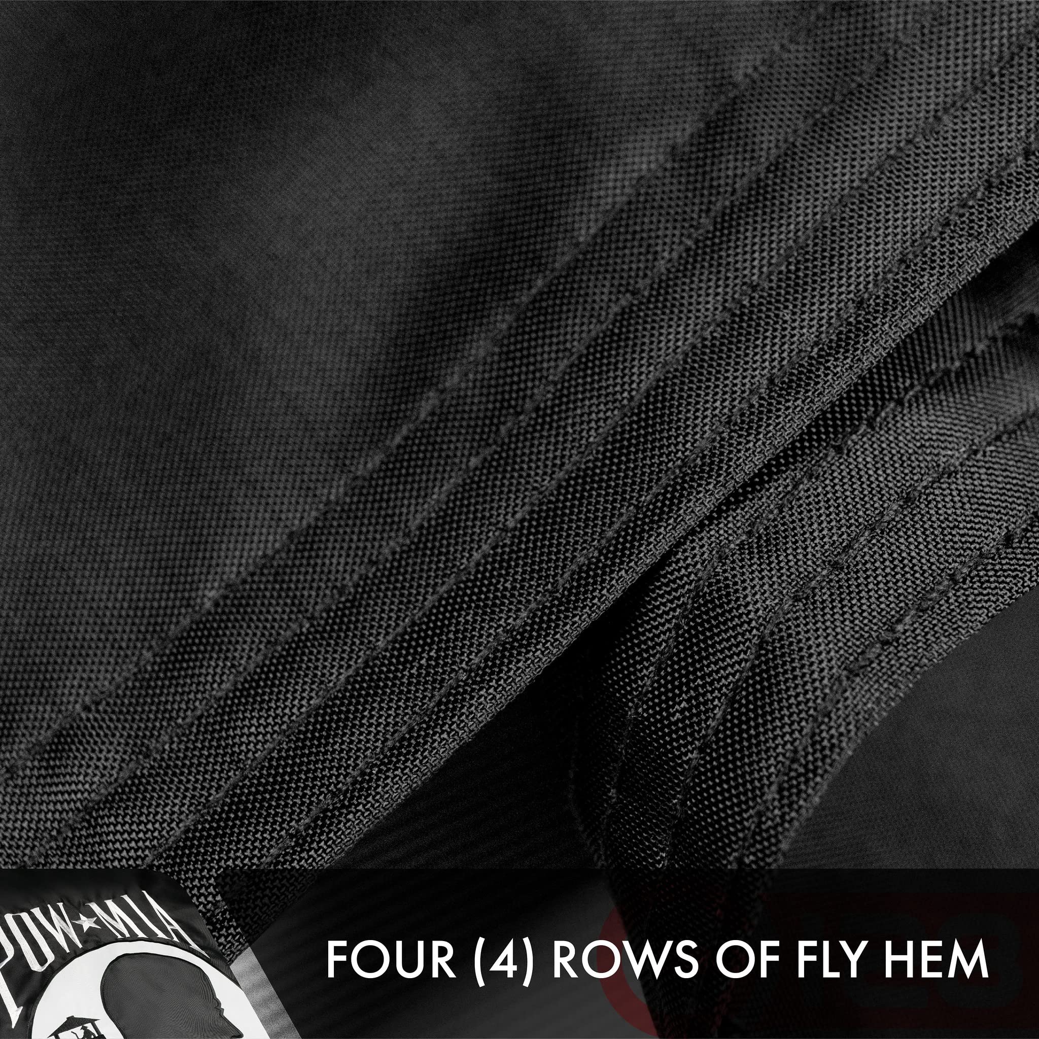 G128 POW MIA flag uses double-needle stitching to reduce fraying.
