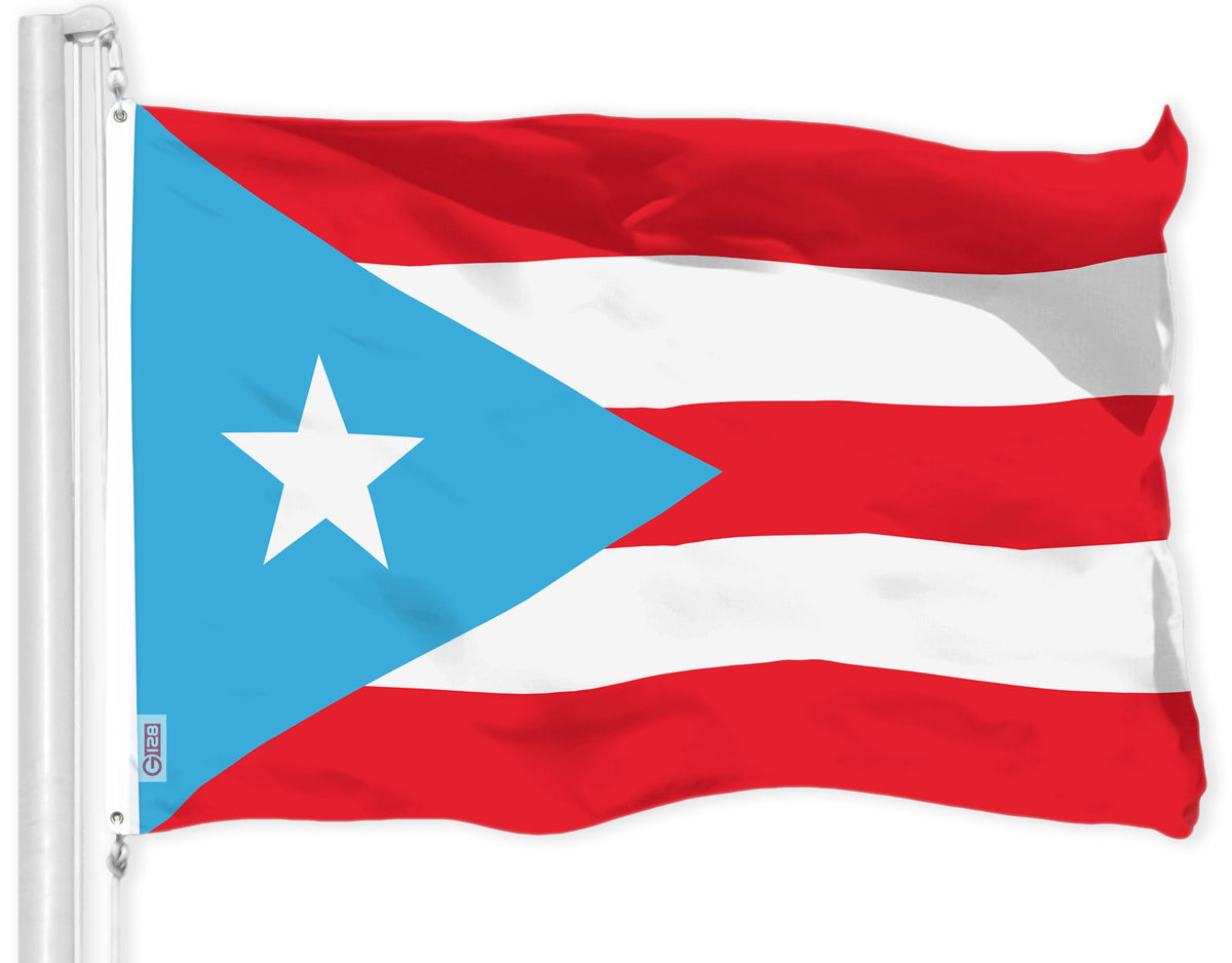 G128 Puerto Rico flag in light blue, 3x5, vibrant outdoor display