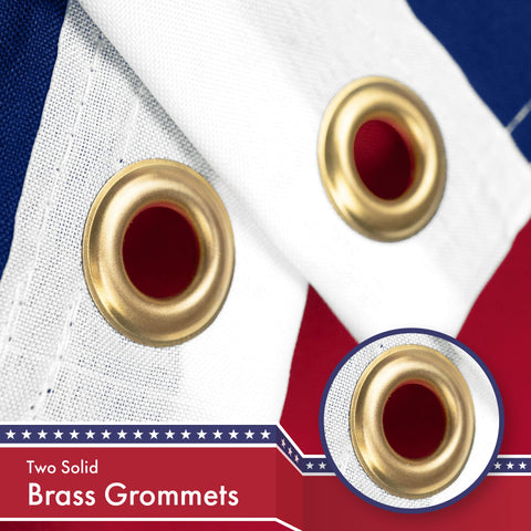 G128 brass grommets show rust resistant hardware with reinforced edges.