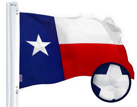 G128 Texas State Flag embroidered stars close-up for vibrant outdoor display.