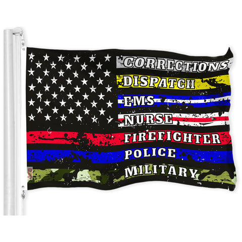 G128 Thin Line First Responders flag 3x5 ft for outdoor display.