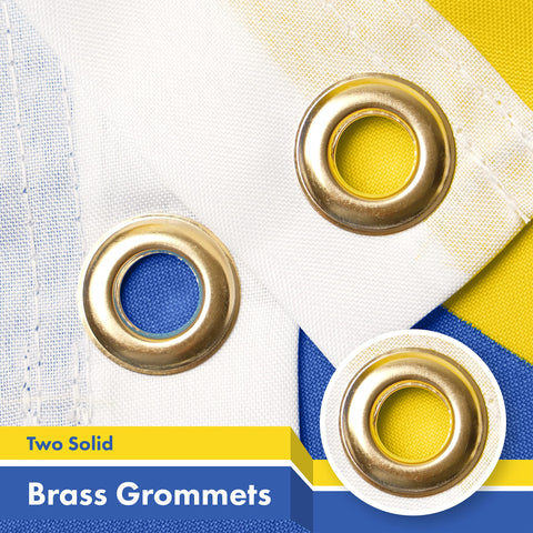 G128 Ukraine flag with brass grommets for sturdy indoor mounting