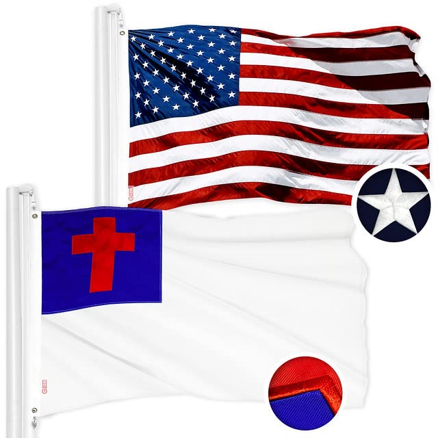 G128 USA flag 3x5 embroidered close-up showing durable outdoor stitching