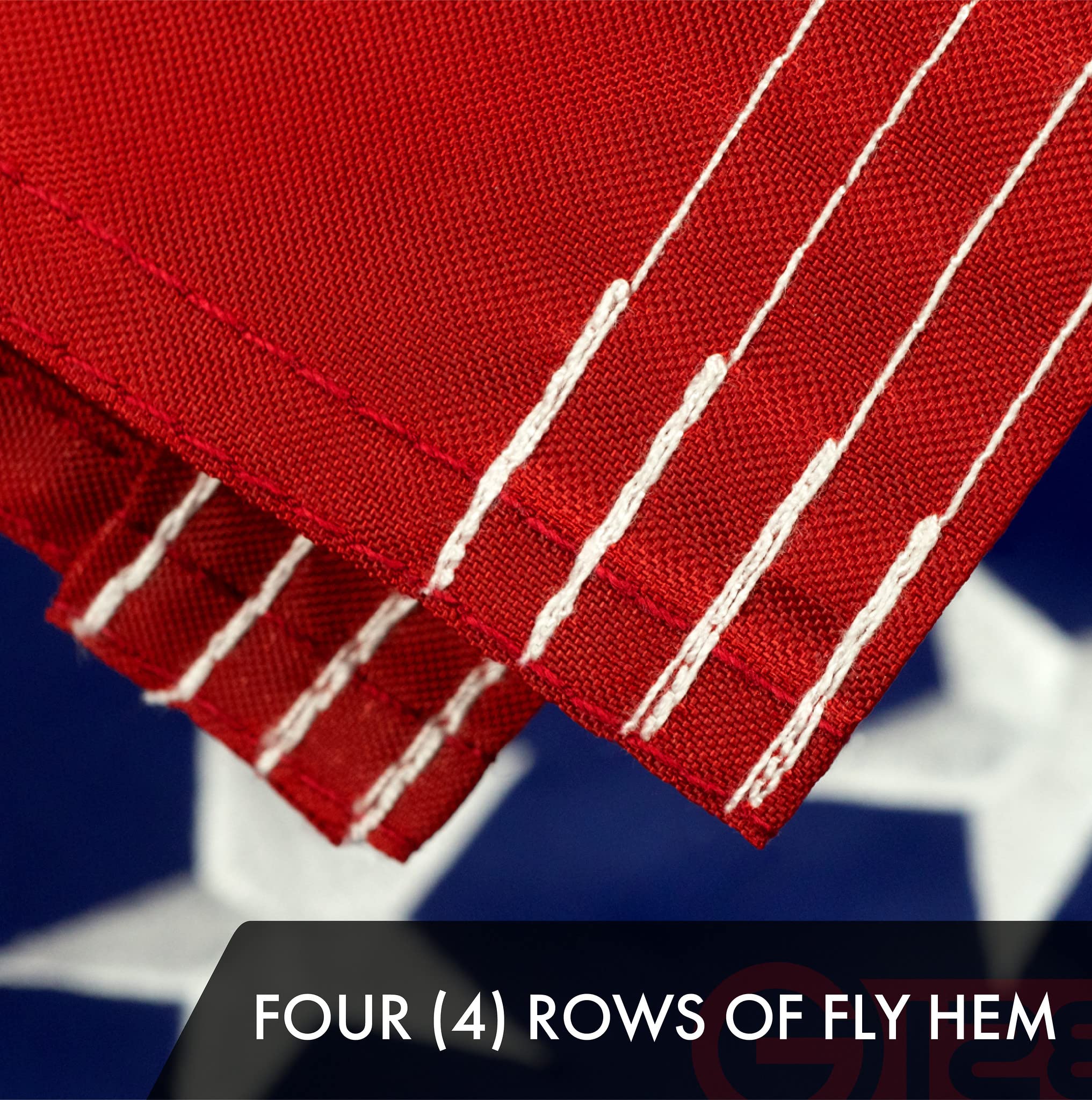 G128 strong wind readiness with four-row lock-stitched fly ends.