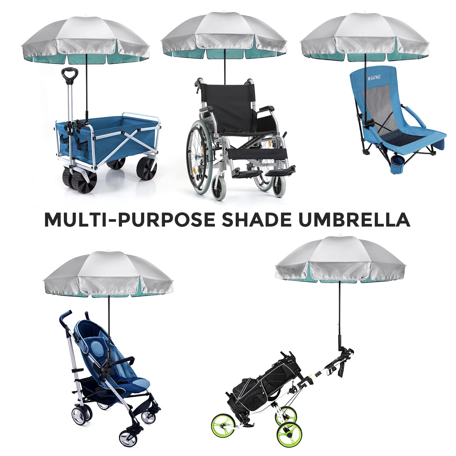 G4Free 55 inch arc canopy offers expansive coverage for seating.
