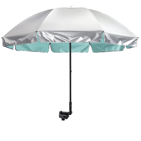 G4Free UPF 50+ stroller umbrella clamp shading a child outdoors.
