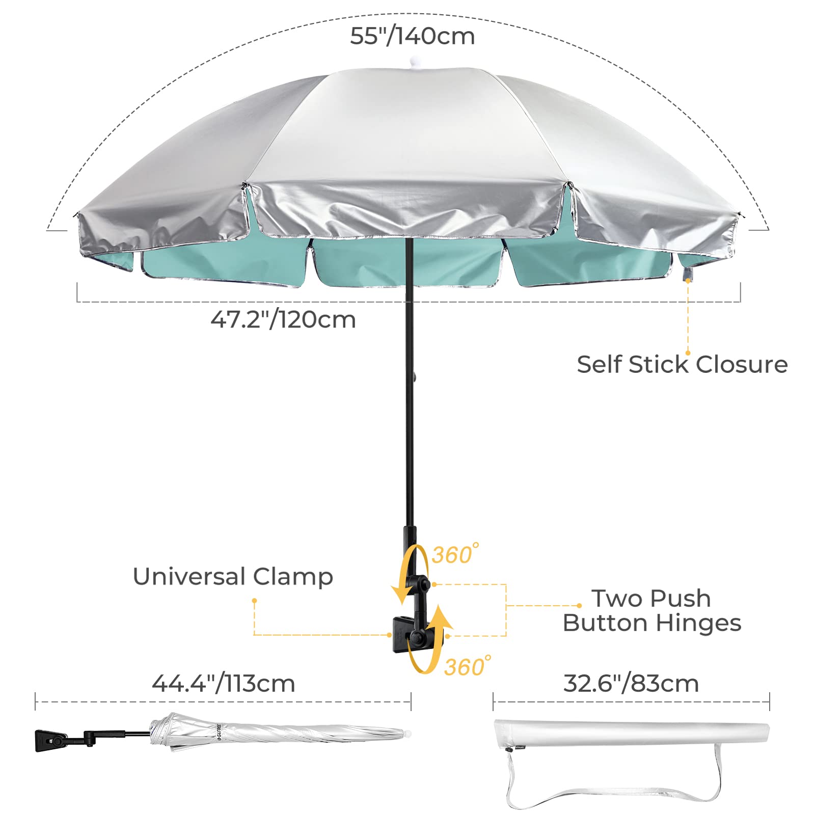 G4Free wheelchair umbrella clamp provides adjustable shade for outdoor activities.
