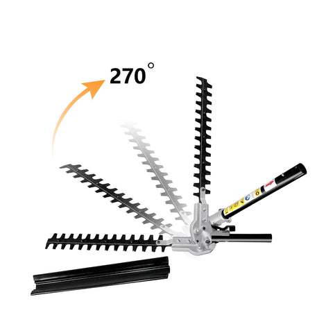Gabasinover hedge trimmer attachment in-use close-up highlights blades precision
