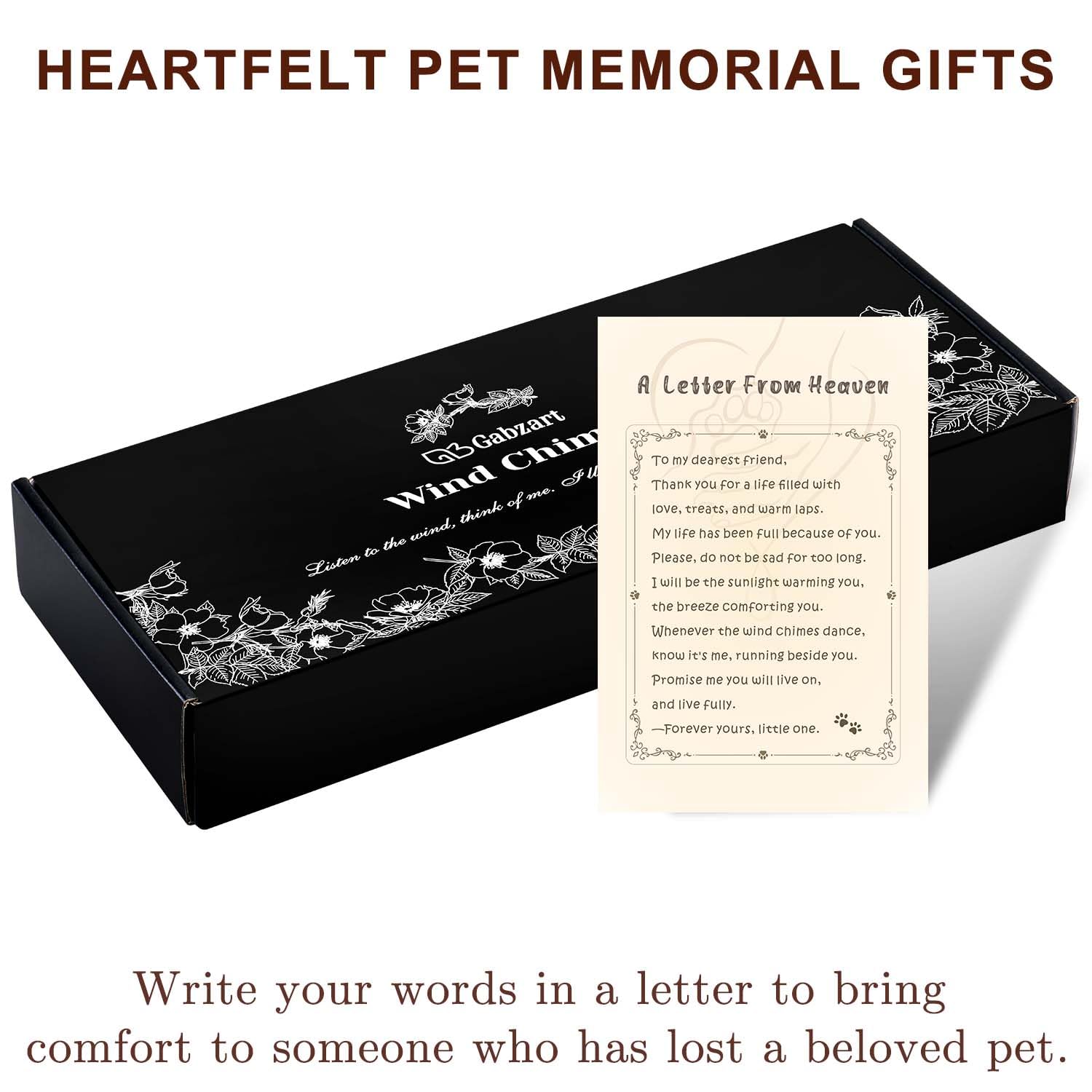 Gabzart dog memorial wind chime designed for tree hanging as garden remembrance.
