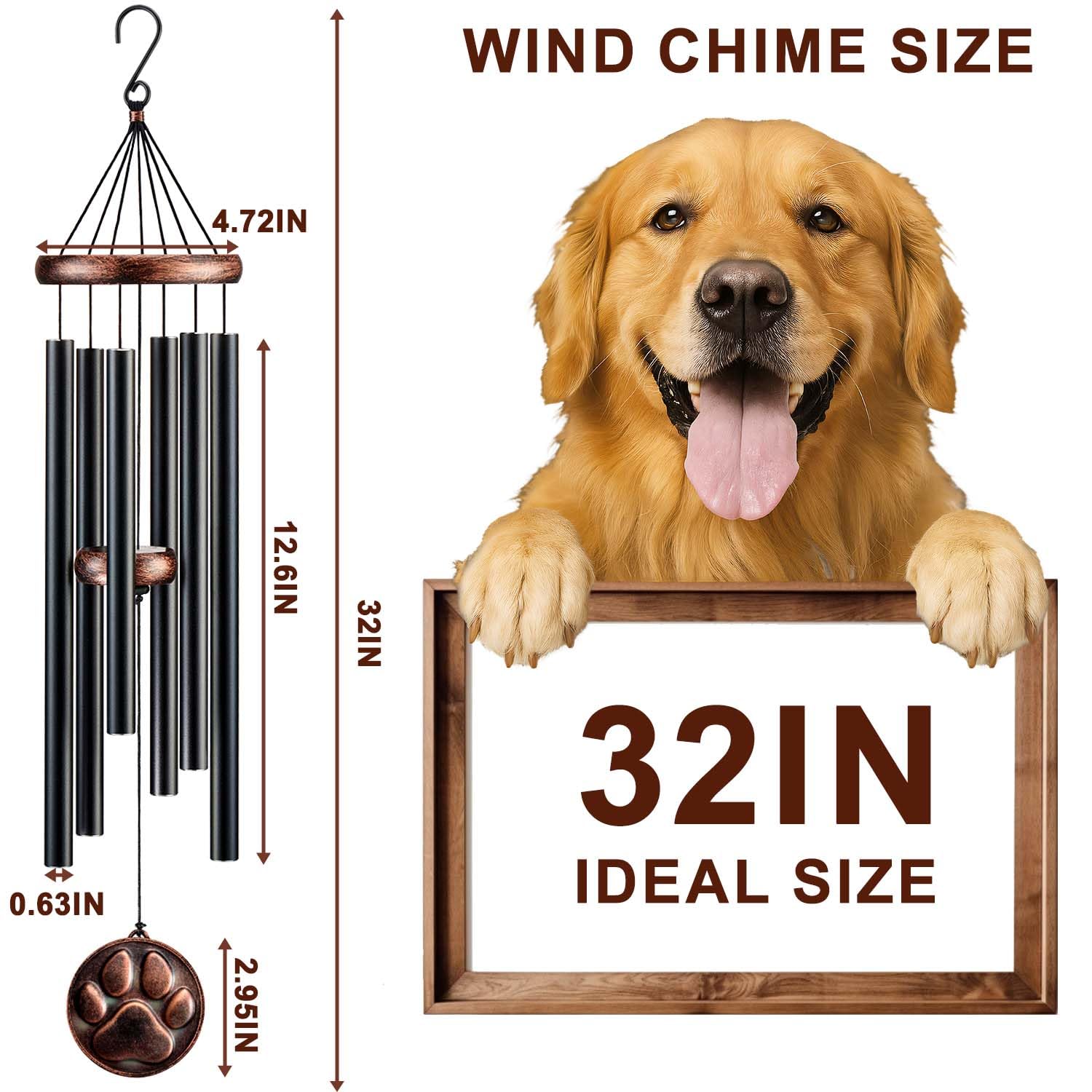 Gabzart wind chime deep-tone aluminum tubes create a long-lasting melody.