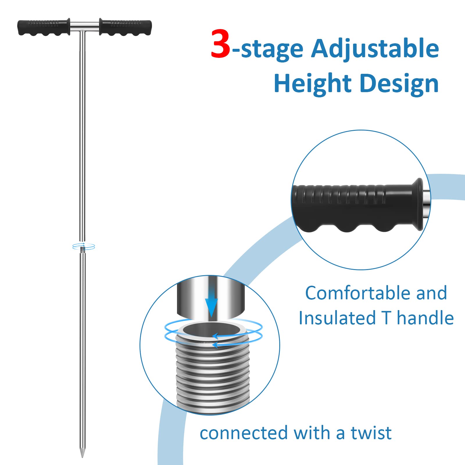 GADFISH three-section adjustable rod for versatile 32–48 inch length