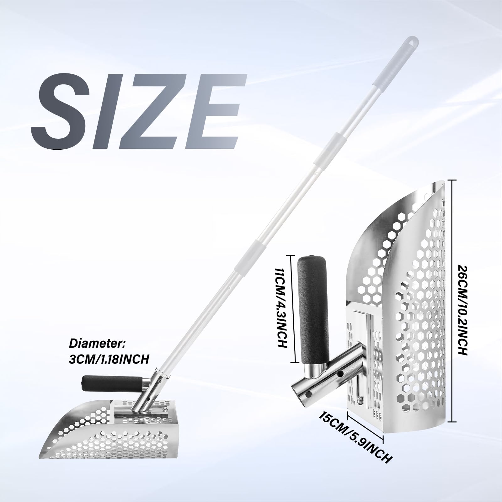 GADFISH hex-hole scoop design helps sand fall through quickly for faster finds