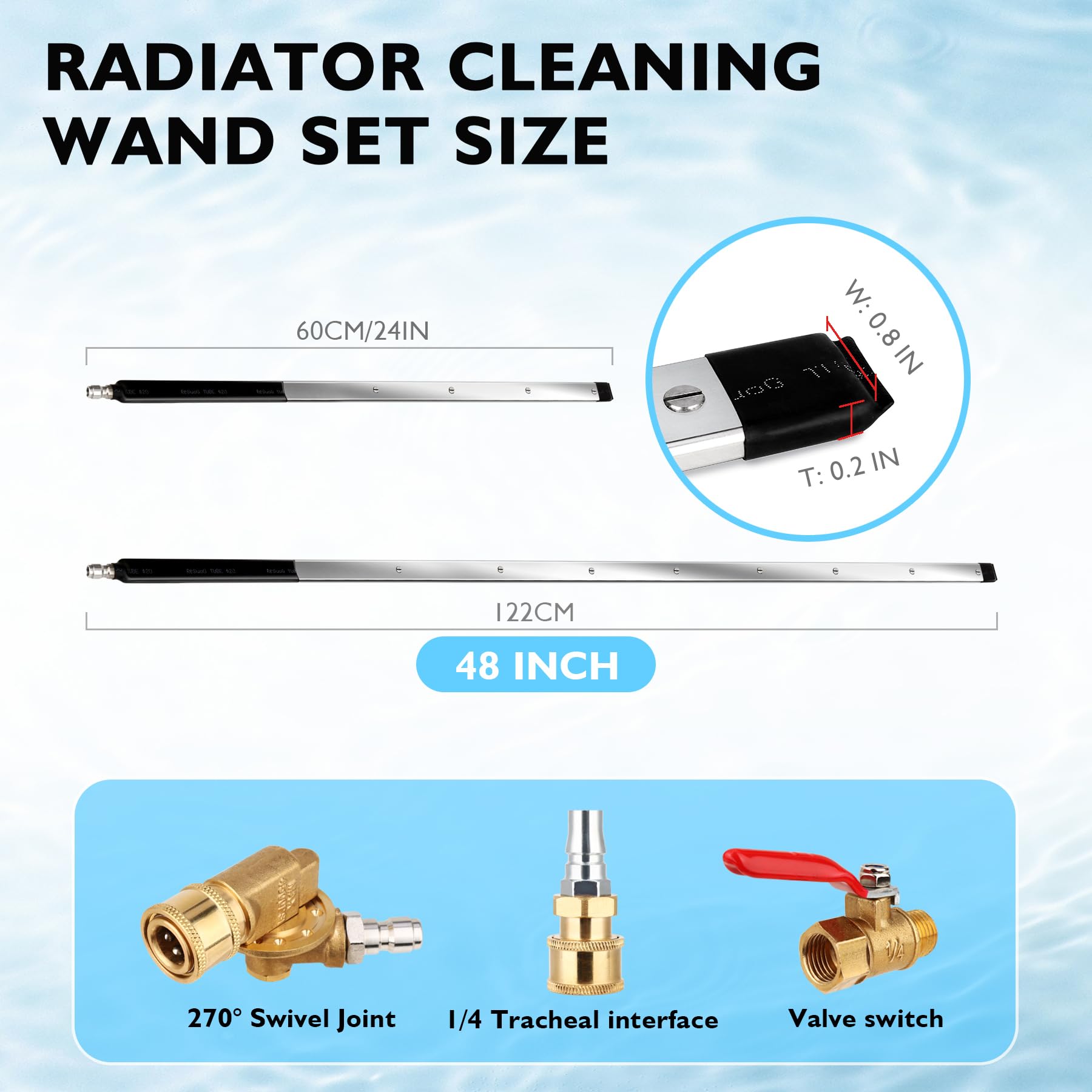 GADFISH 24-inch radiator wand for close-up, accessible cleaning