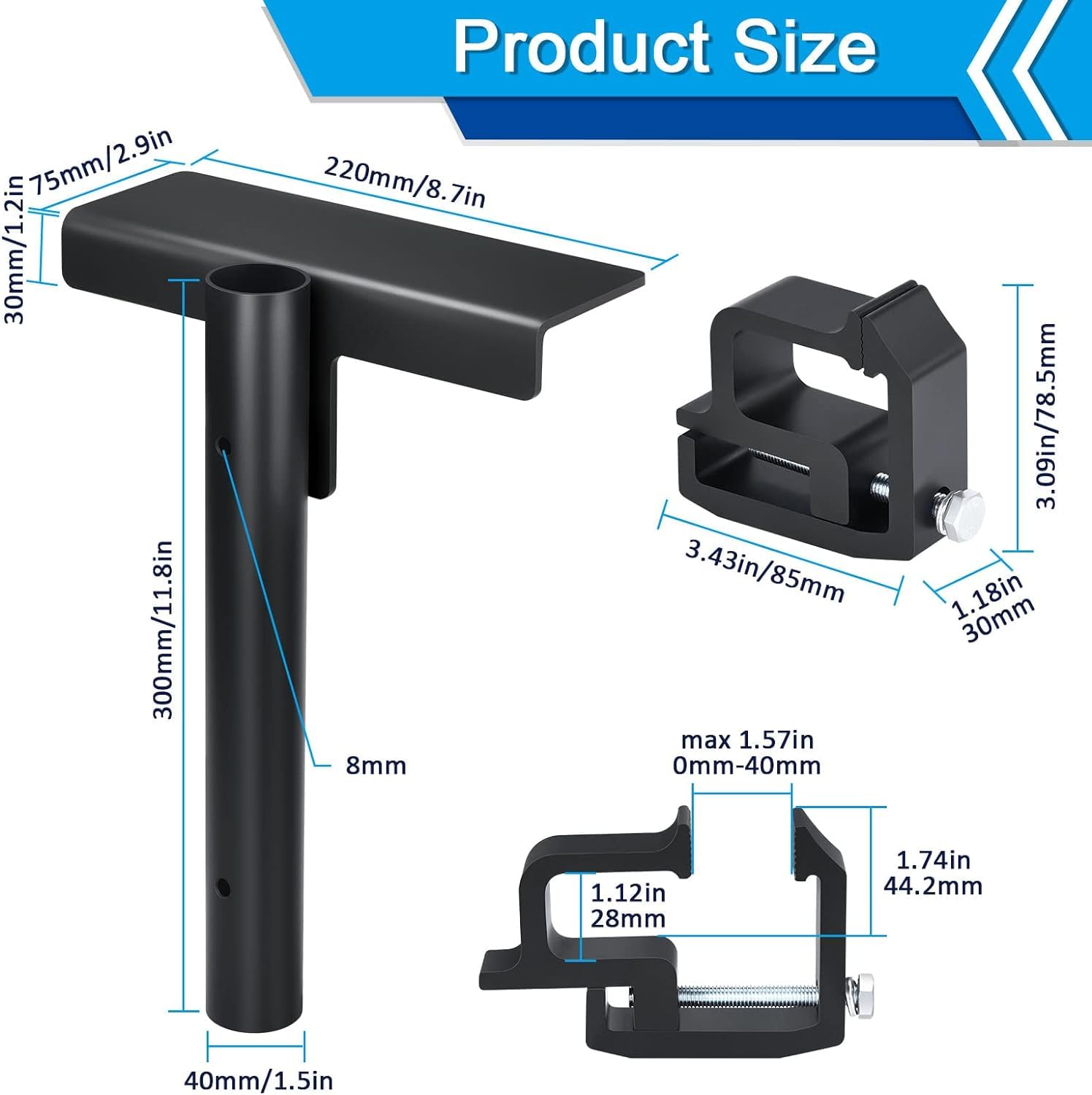 GADFISH rust-resistant powder coating protects brackets for outdoor use.