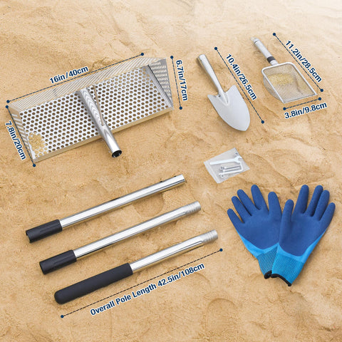 GADFISH sand flea rake with 16-inch wide mesh screen for fast sifting