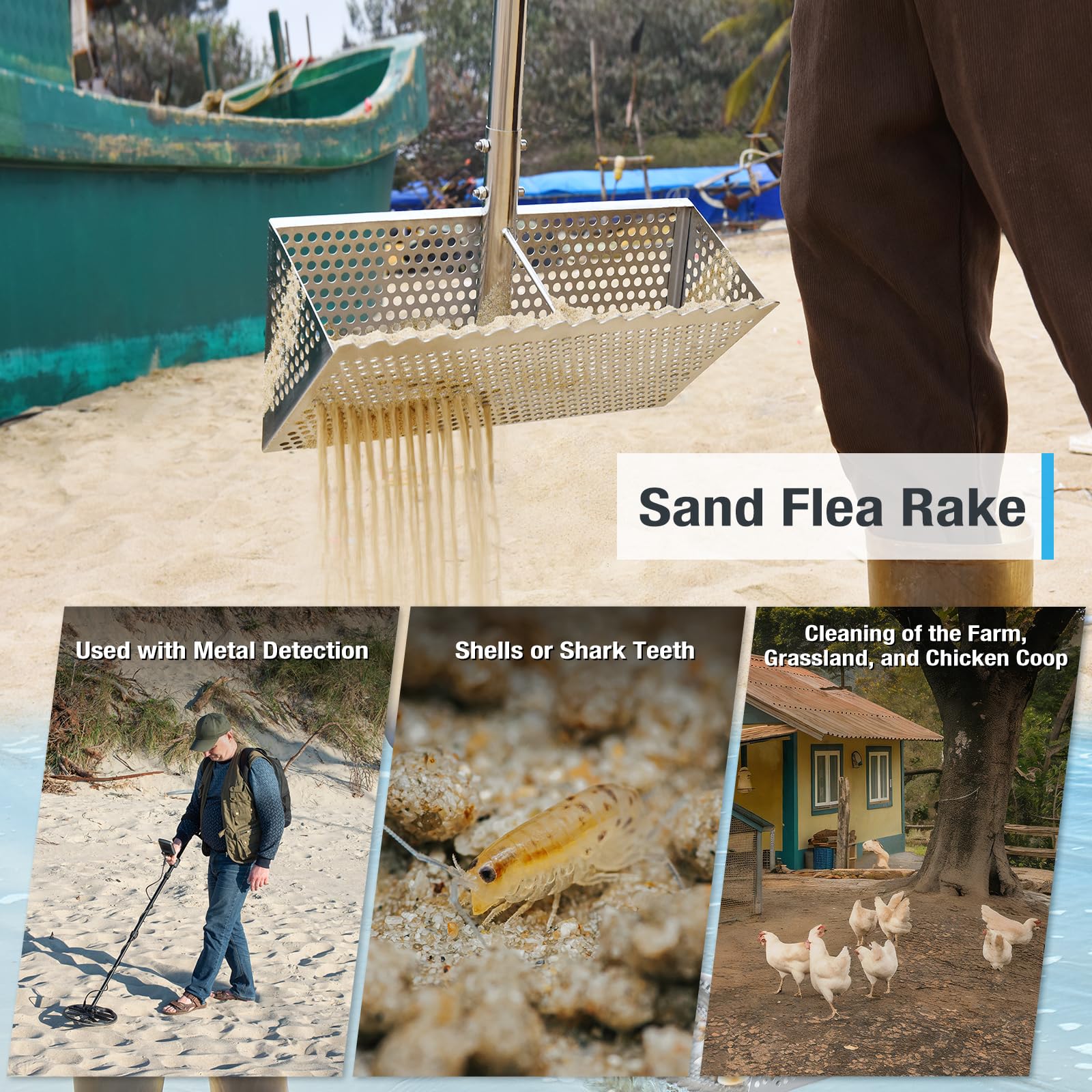 GADFISH Shell scooper and shovel with mesh scoop for versatile beach tasks