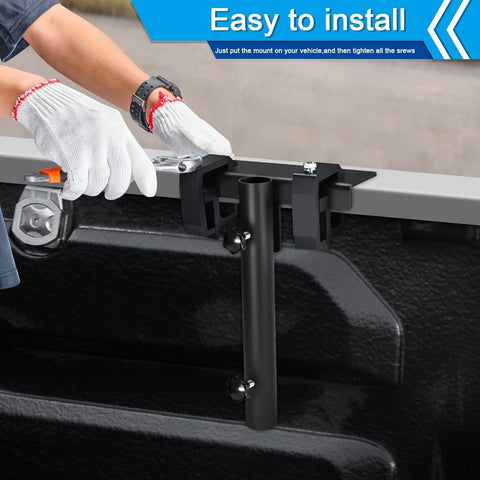 GADFISH universal black flagpole holder fits trucks for easy bed mounting.