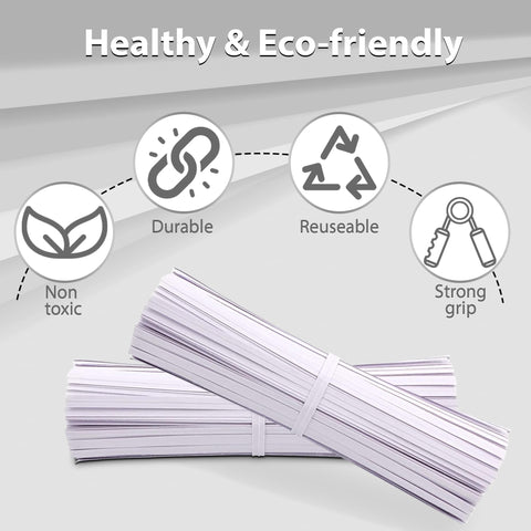 Gadget Beyond white paper twist ties ideal for bag sealing and organization.