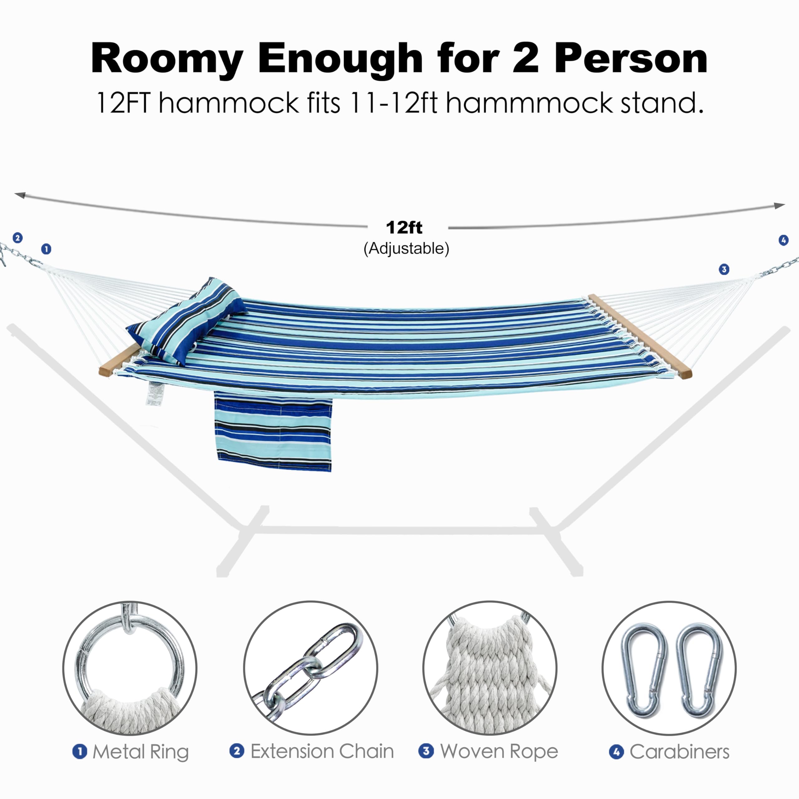 Gafete Catalina Beach Hammock removable pillow adds neck comfort