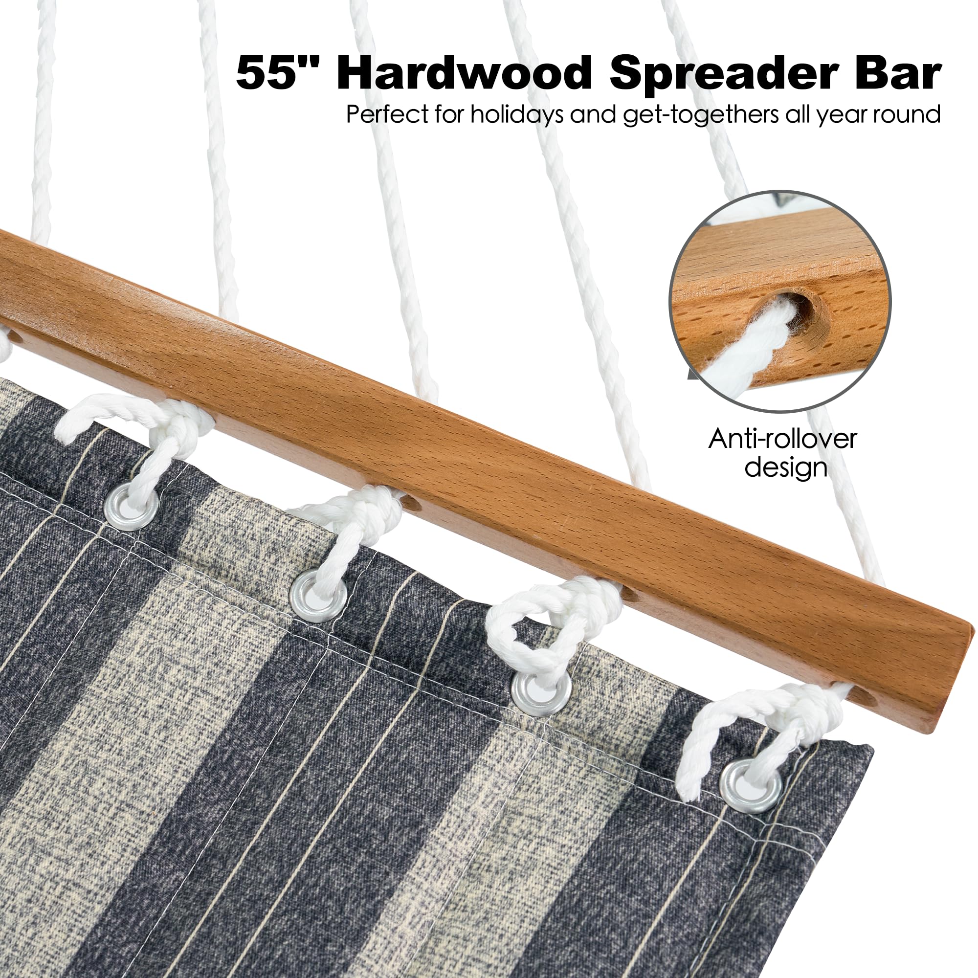 Gafete hammock with removable pillow for adjustable comfort.